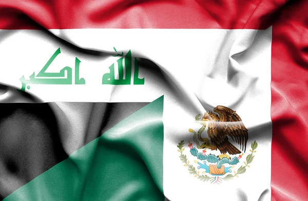 Bandeira acenando de México e Iraque — Fotografia de Stock