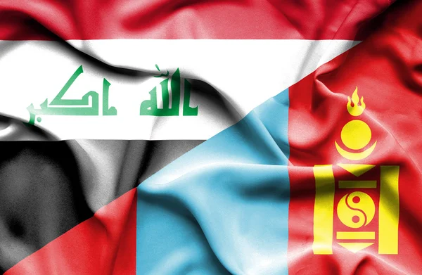 Bandeira da Mongólia e do Iraque — Fotografia de Stock
