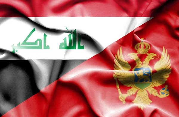 モンテネグロとイラクの旗を振っています。 — ストック写真