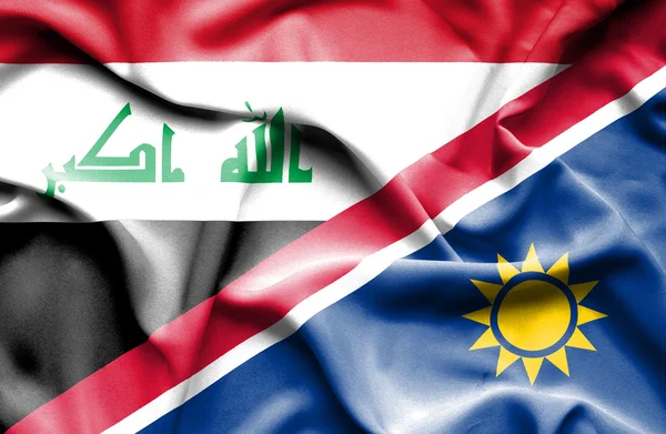 Machać flaga Namibii i Iraku — Zdjęcie stockowe