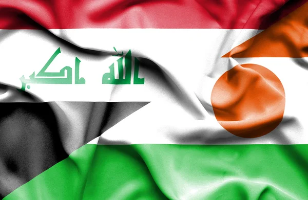 Machać flaga Nigru i Iraku — Zdjęcie stockowe