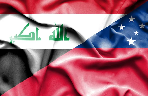 萨摩亚和伊拉克那飘扬的旗帜 — 图库照片