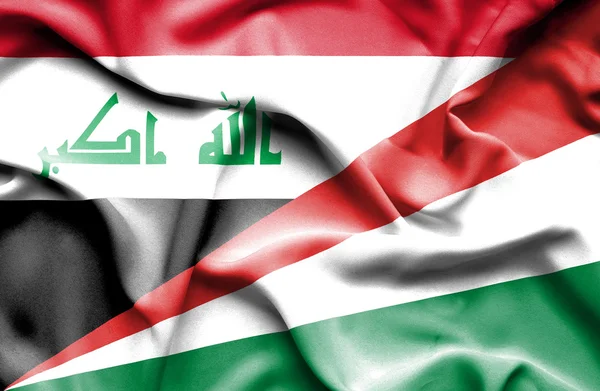 塞舌尔和伊拉克那飘扬的旗帜 — 图库照片