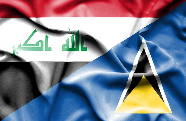 Κουνώντας τη σημαία της Αγίας Λουκίας και Ιράκ — Φωτογραφία Αρχείου