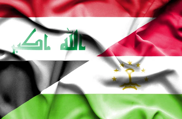 Bandiera sventolante di Tagikistan e Iraq — Foto Stock