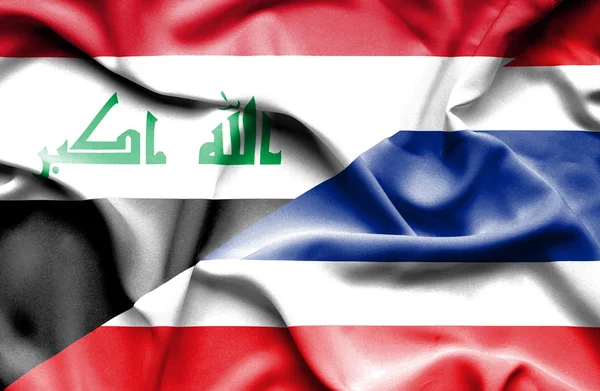 Machać flaga Tajlandii i Iraku — Zdjęcie stockowe