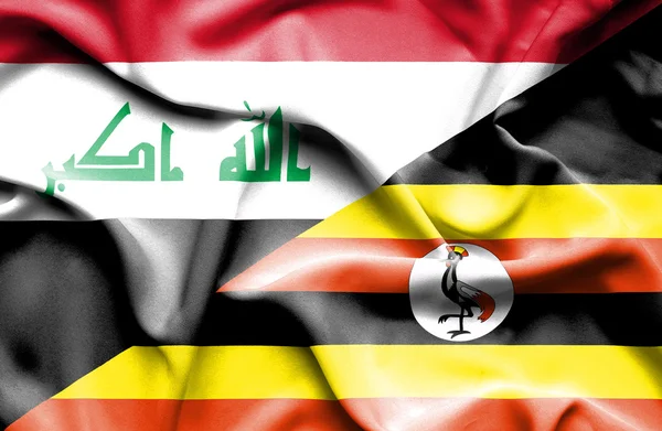 Machać flaga Ugandy i Iraku — Zdjęcie stockowe