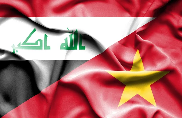 Κουνώντας τη σημαία του Βιετνάμ και του Ιράκ — Φωτογραφία Αρχείου