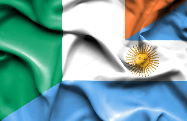 阿根廷和爱尔兰那飘扬的旗帜 — 图库照片