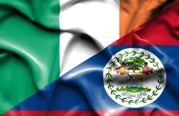 Bandeira ondulada de Belize e Irlanda — Fotografia de Stock