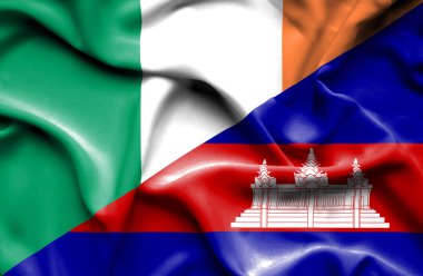 Kamboçya ve İrlanda bayrağı sallayarak