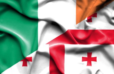 Gürcistan ve İrlanda bayrağı sallayarak