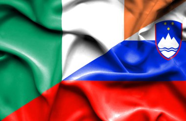 İrlanda ve Slovenya bayrağı sallayarak