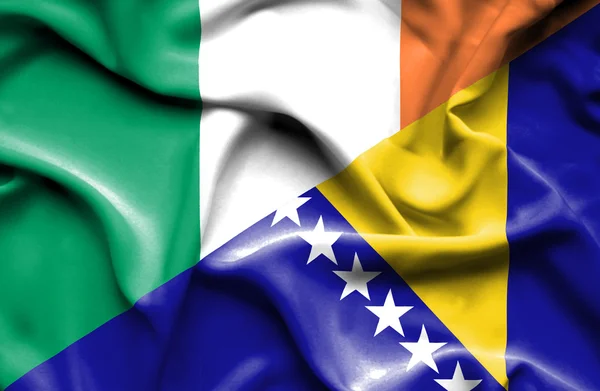 Bandeira da Bósnia e Herzegovina e da Irlanda — Fotografia de Stock