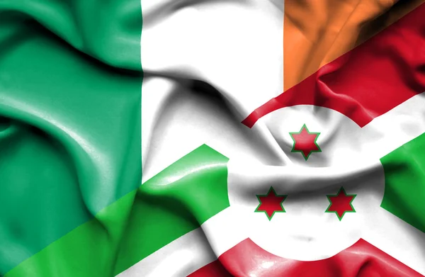 Viftande flagga Burundi och Irland — Stockfoto