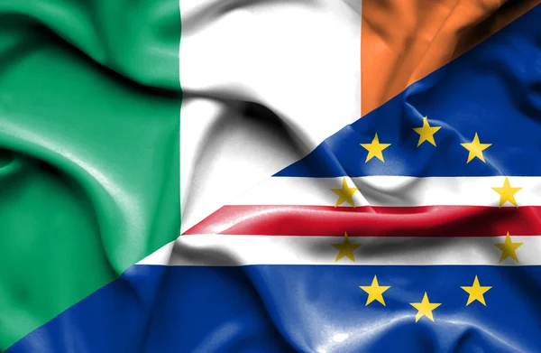 Waving flag of Cape Verde and Ireland — Stock Photo, Image
