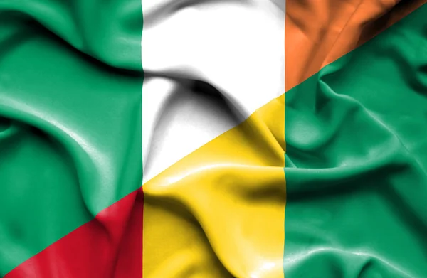 Flagge von Guinea und Irland schwenken — Stockfoto