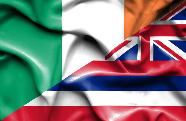 Flagge von Hawaii und Irland schwenken — Stockfoto