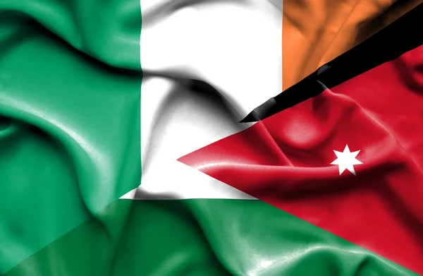 Mávání vlajkou Jordan a Irska — Stock fotografie