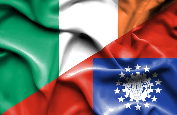 Myanmar ve İrlanda bayrağı sallayarak — Stok fotoğraf