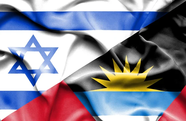 安提瓜和巴布达和以色列那飘扬的旗帜 — 图库照片