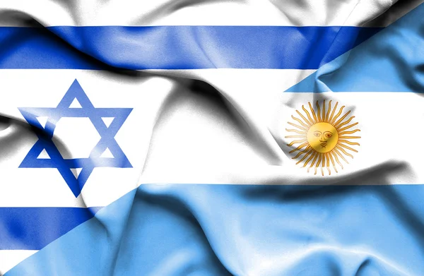 Waving flag of Argentina and Israel — Stock Photo, Image