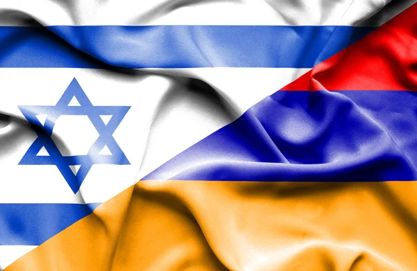 Ondeando la bandera de Armenia e Israel — Foto de Stock