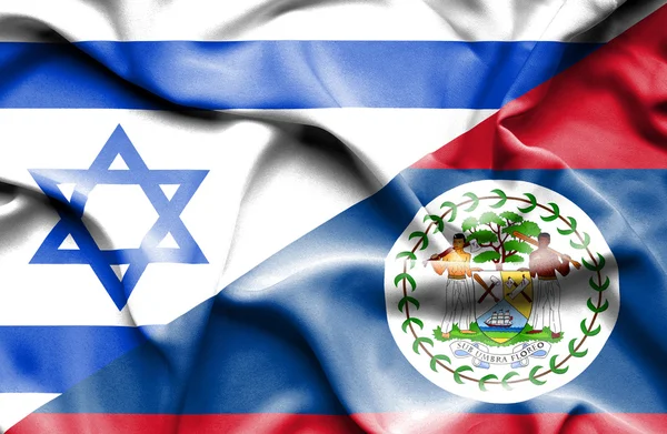 Belize ve İsrail bayrağı sallayarak — Stok fotoğraf