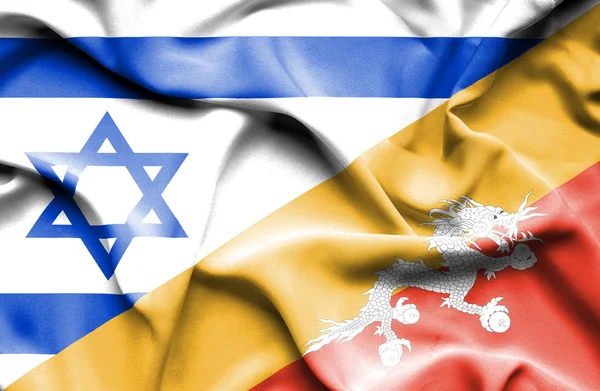 Sventolando bandiera del Bhutan e di Israele — Foto Stock