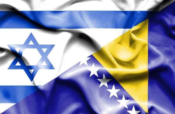 Bandera ondeante de Bosnia y Herzegovina e Israel — Foto de Stock