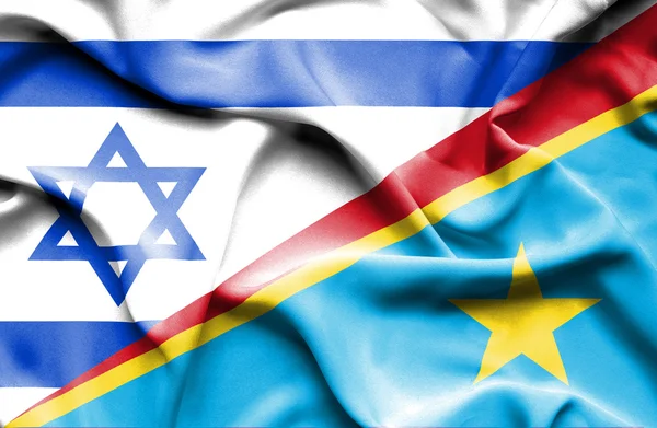 Bandeira da República Democrática do Congo e de Israel — Fotografia de Stock