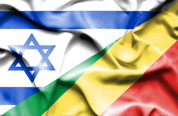 Kongo Cumhuriyeti ve İsrail bayrağı sallayarak — Stok fotoğraf
