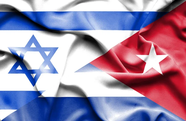 Wapperende vlag van Cuba en Israël — Stockfoto