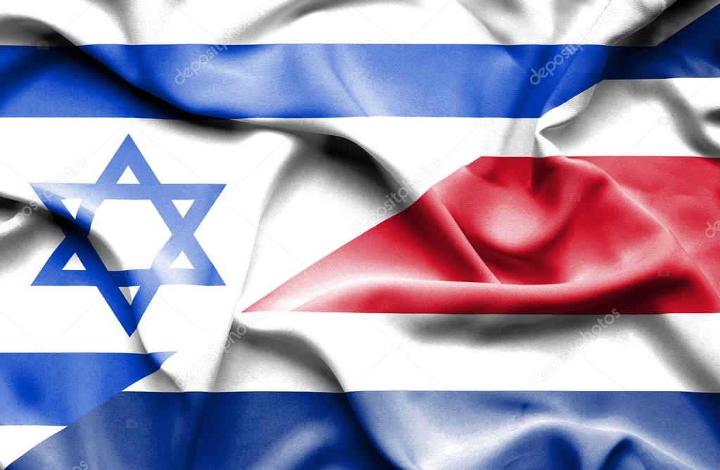 Waving flag of Costa Rica and Israel