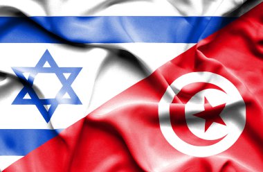 Tunus ve İsrail bayrağı sallayarak