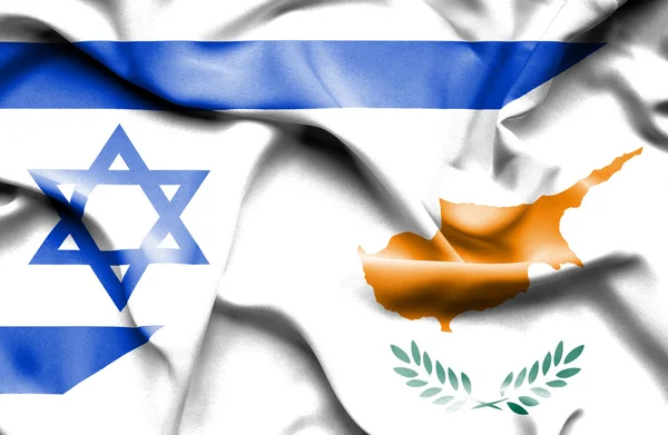 Bandera ondeante de Chipre e Israel — Foto de Stock