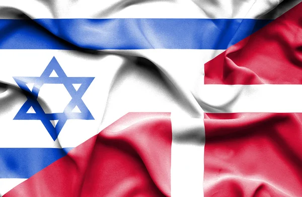 Machać flaga Danii i Izraela — Zdjęcie stockowe