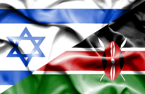 Bandera ondeante de Kenia e Israel — Foto de Stock
