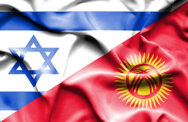 Bandera ondeante de Kirguistán e Israel — Foto de Stock