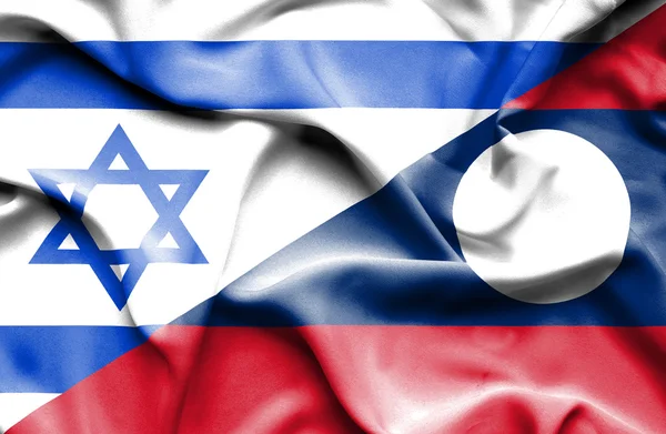 Machać flaga Laosu i Izraela — Zdjęcie stockowe