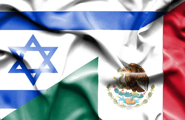 Wapperende vlag van Mexico en Israël — Stockfoto