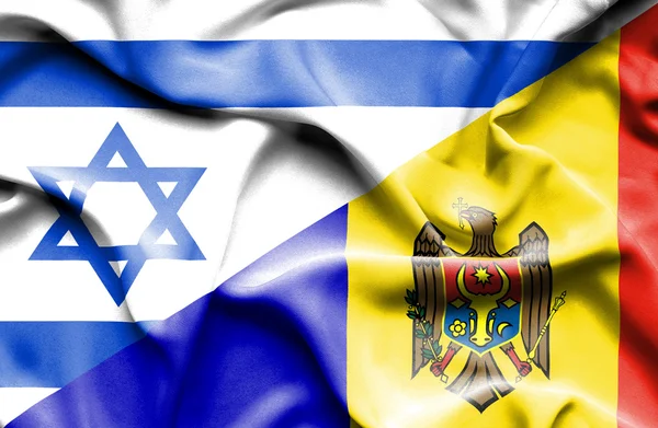 Bandera ondeante de Moldavia e Israel —  Fotos de Stock