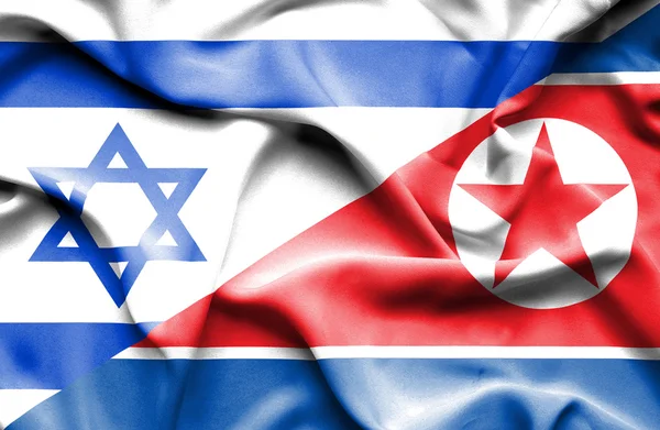 Bandeira acenando da Coreia do Norte e Israel — Fotografia de Stock