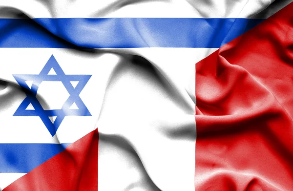 Waving flag of Peru and Israel — Stock Photo, Image