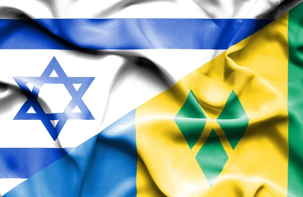 Viftande flagga Saint Vincent och Grenadinerna och Israel — Stockfoto