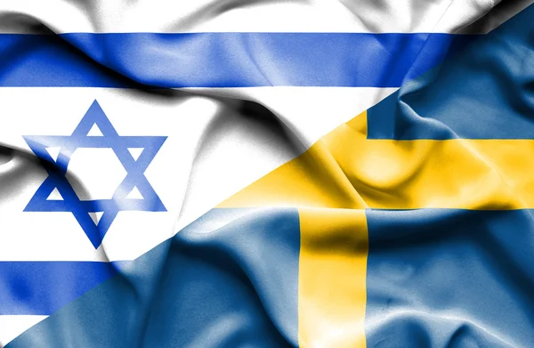 Wapperende vlag van Zweden en Israël — Stockfoto