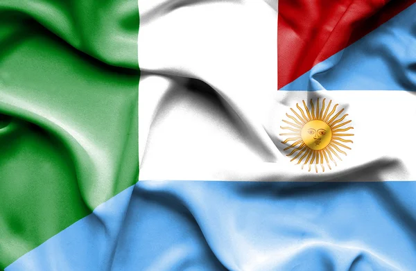 Machająca flaga Argentyny i Włoch — Zdjęcie stockowe