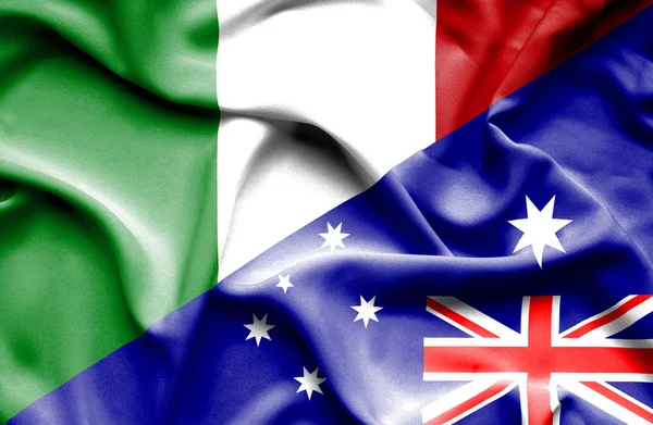 Wapperende vlag van Australië en Italië — Stockfoto