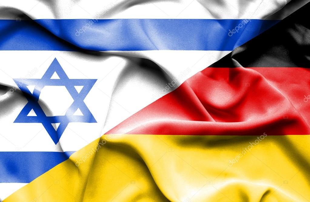 Waving flag of Germany and Israel
