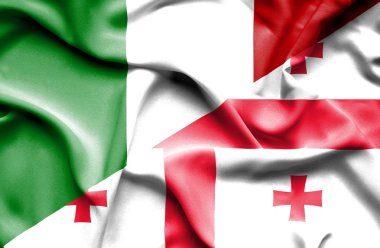 Gürcistan ve İtalya bayrağı sallayarak